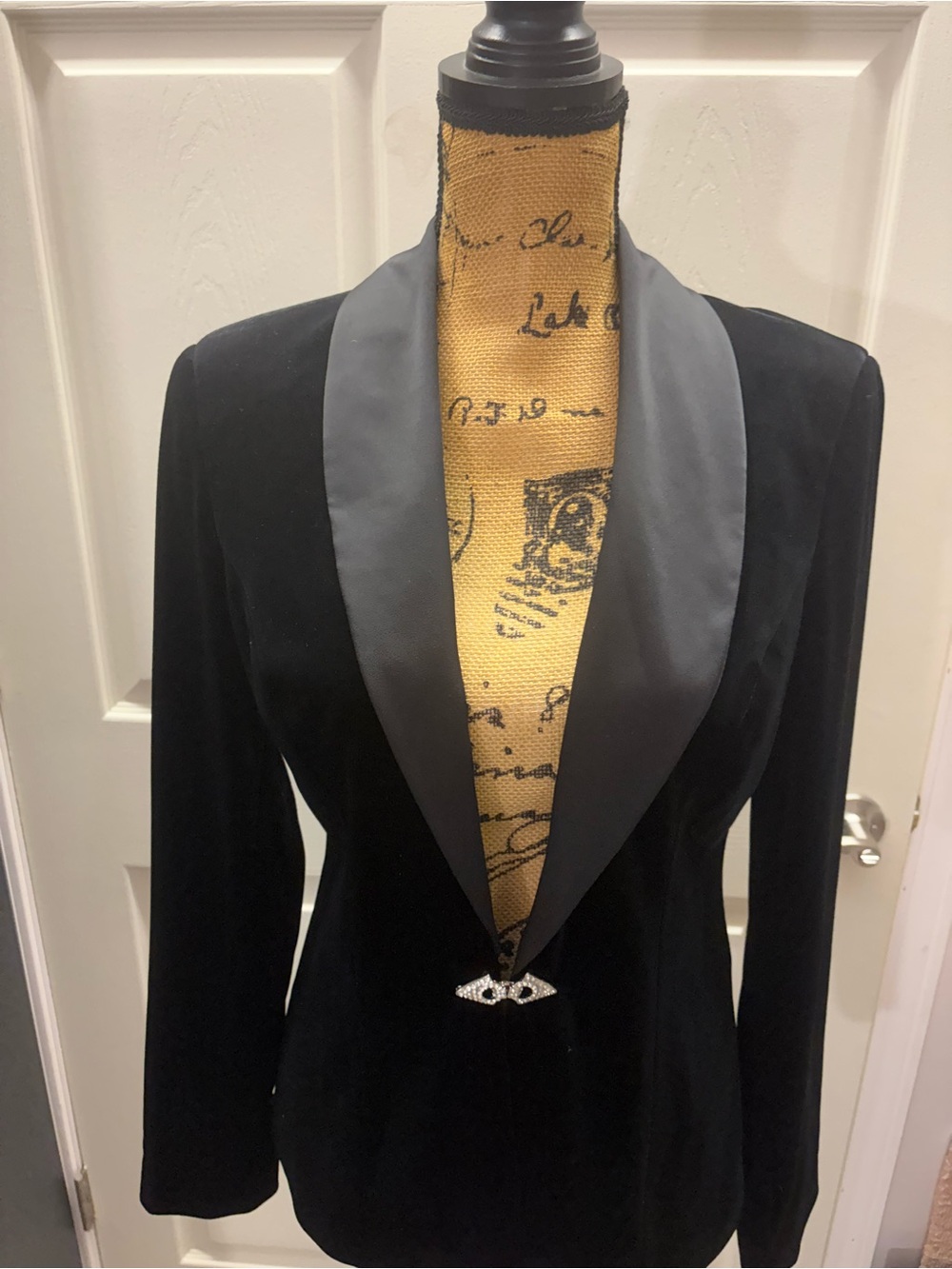 Joseph Ribkoff Black Velvet Blazer with Satin Shawl Lapel